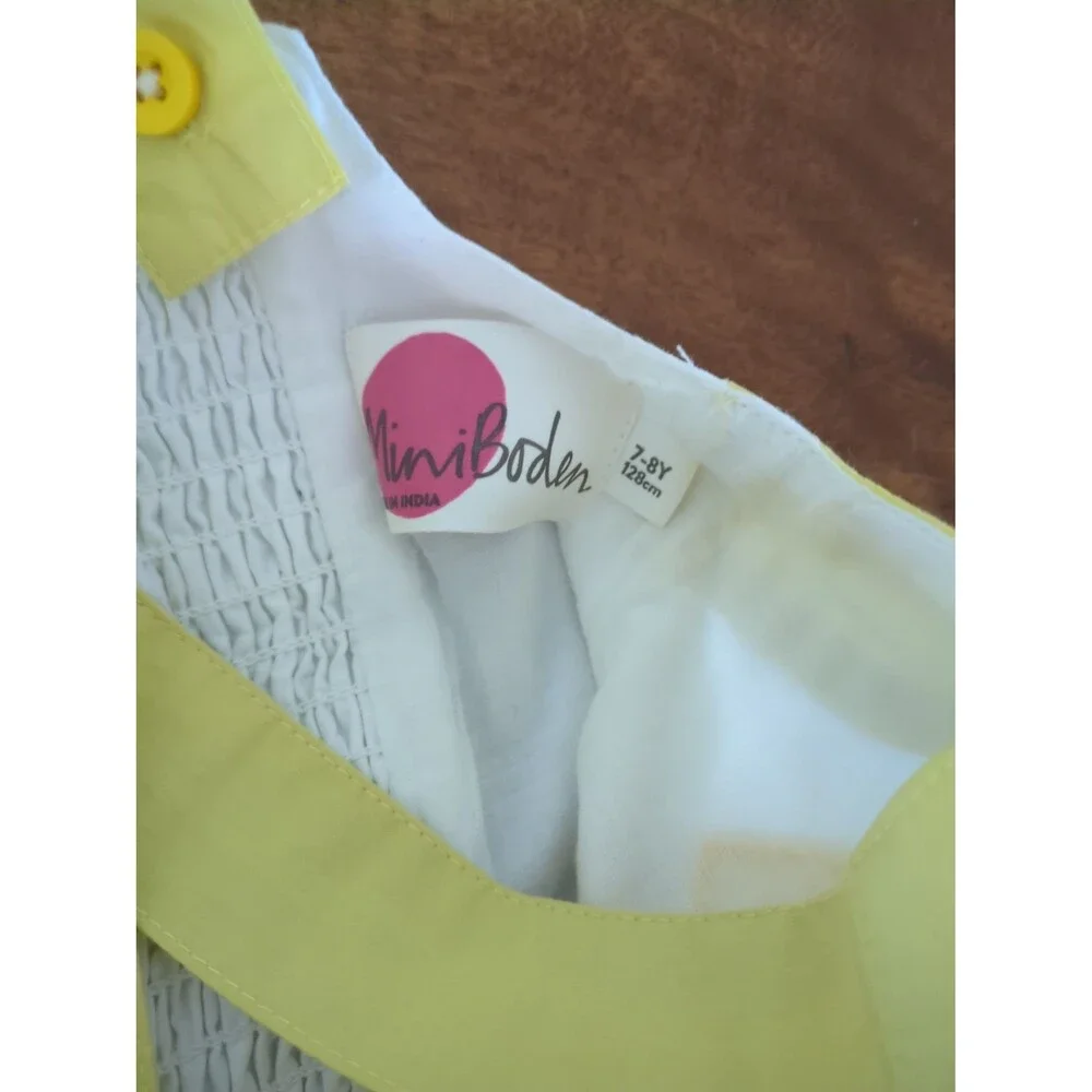 Mini boden girls Lemon Embellished Dress Yellow size 7/8 GUC